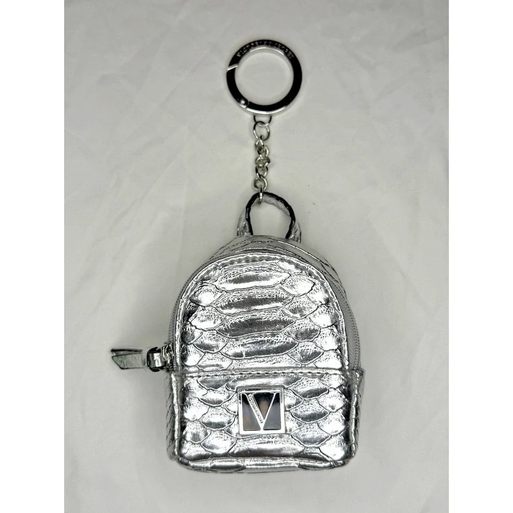 Victoria's Secret Metallic Silver Keychain‎ Coin Purse Bag